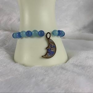 HANDMADE PERIWINKLE BEADED MAN N THE MOON BRACELET